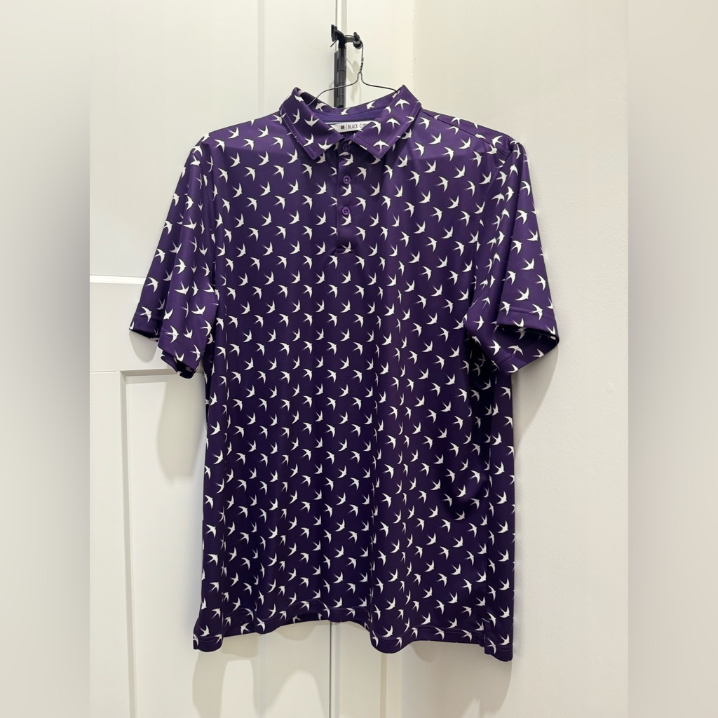 Elegant Purple Bird Print Polo Shirt By Black Clover